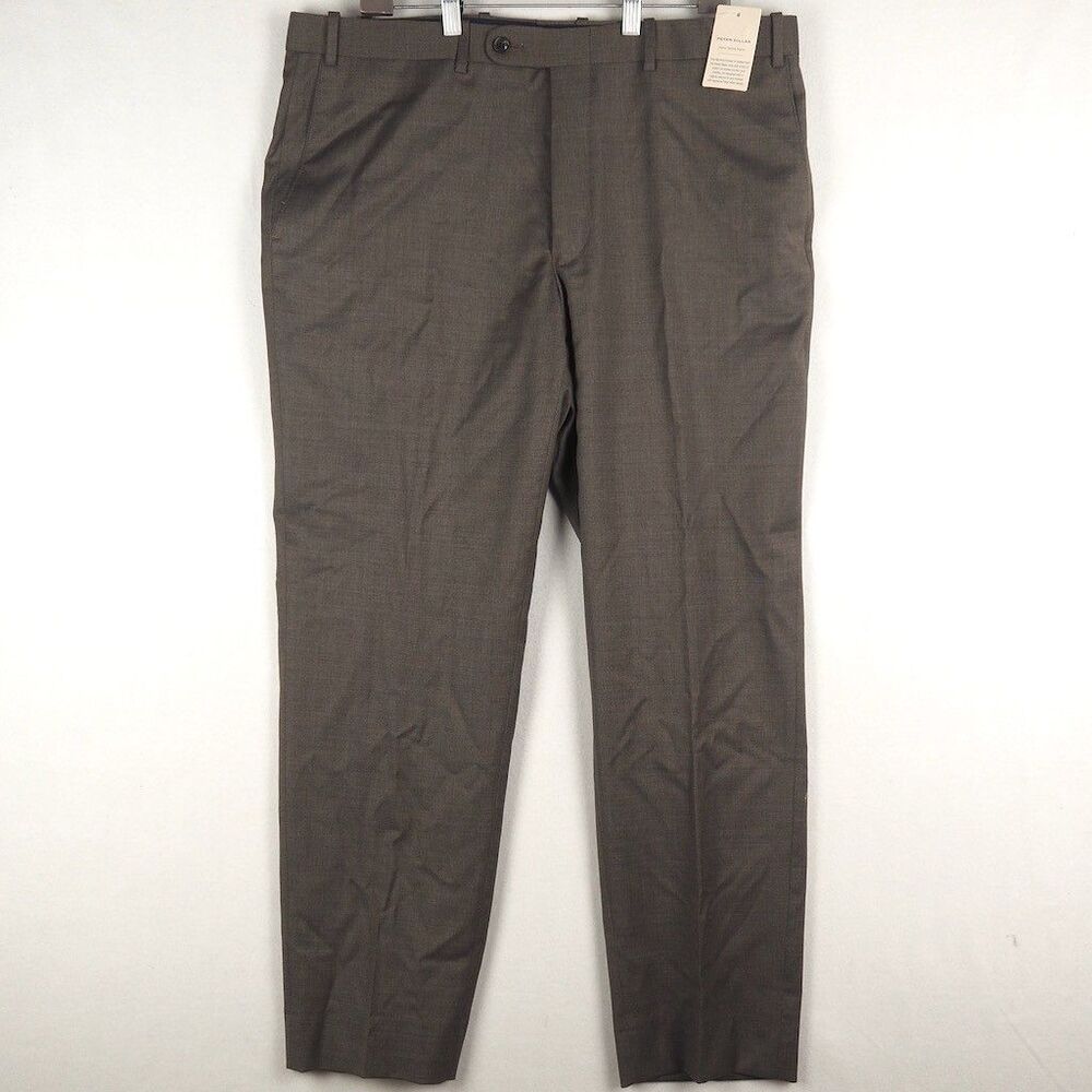 NWT Peter Millar Harker Stretch Trouser Pants 38x29 Brown Wool Flat Front Hemmed